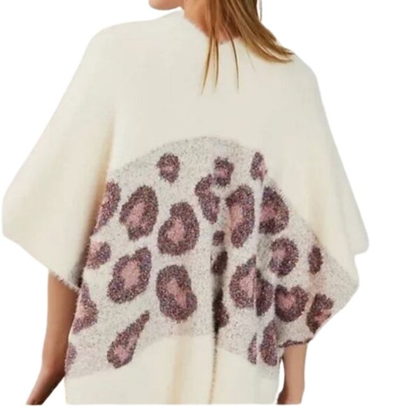 Anthropologie Kenzie Leopard Shimmer wrap open front  Sweater Cardigan. NWOT - Picture 7 of 16